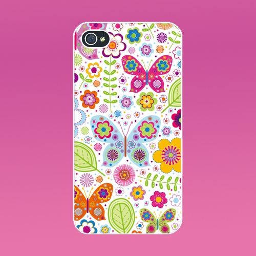 Iphone 4 Case-- Flower And Butterfly,iphone 4s Case,in Plastic Or Silicone Case